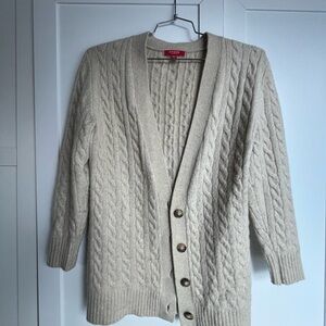 GUESS Cream Cable Knit Cardigan Sweater